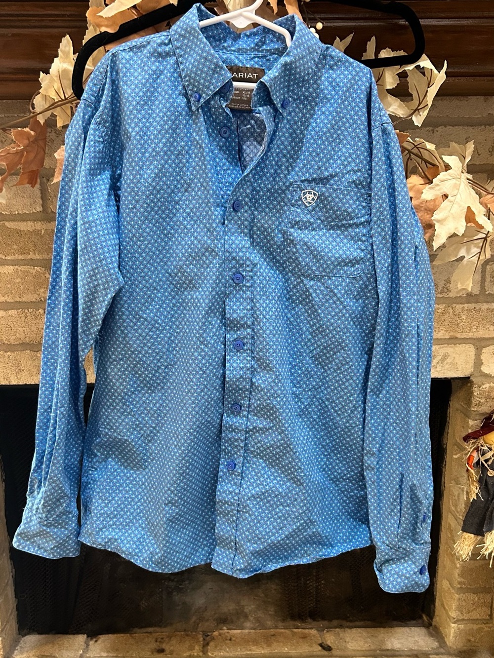 Ariat Blue Dot-Print Button Down Shirt EUC